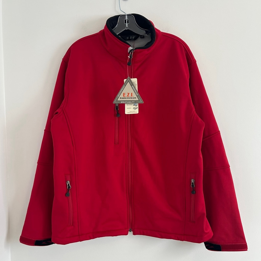 NWT Softshell Fleece Lined Waterproof Jacket Red Size Large